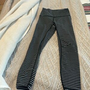 Black and white striped lululemon leggings